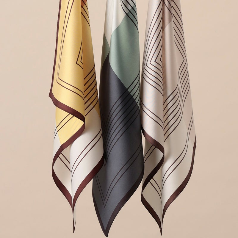  幾何柄4ブロックスカーフ