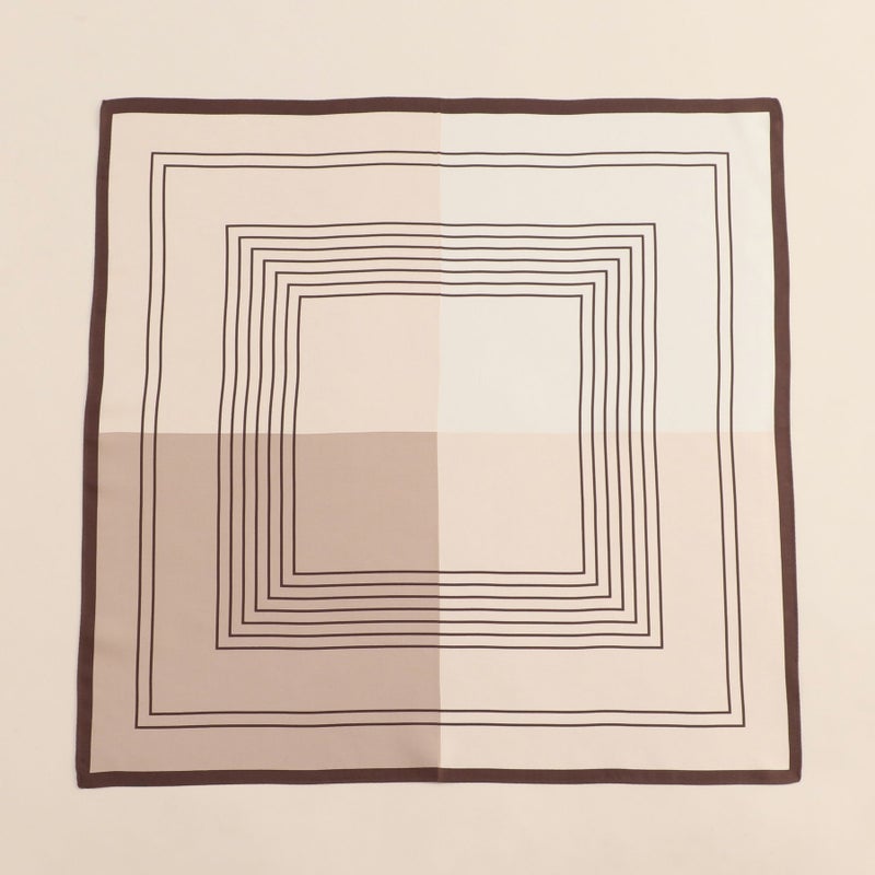 幾何柄4ブロックスカーフ＜ベージュ＞　シルク100%　日本製