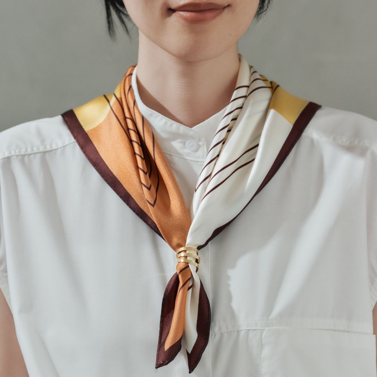  幾何柄4ブロックスカーフ