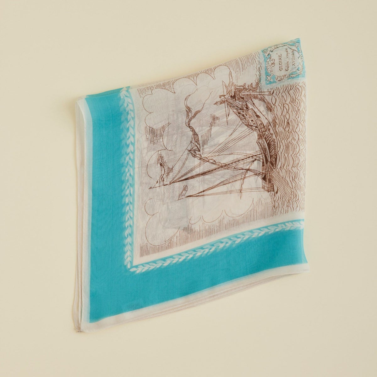  マリンスカーフ＜ターコイズ＞　シルク100%　日本製