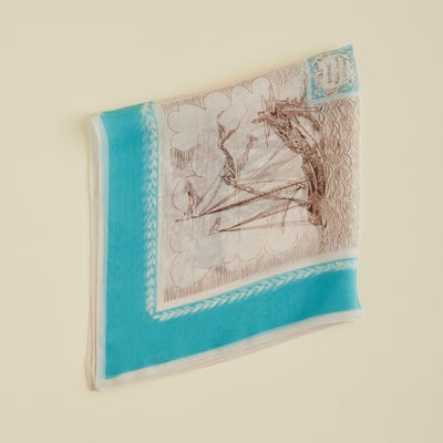  マリンスカーフ＜ターコイズ＞　シルク100%　日本製