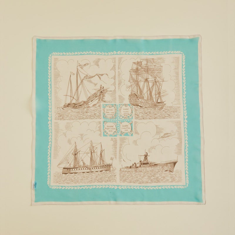  マリンスカーフ＜ターコイズ＞　シルク100%　日本製