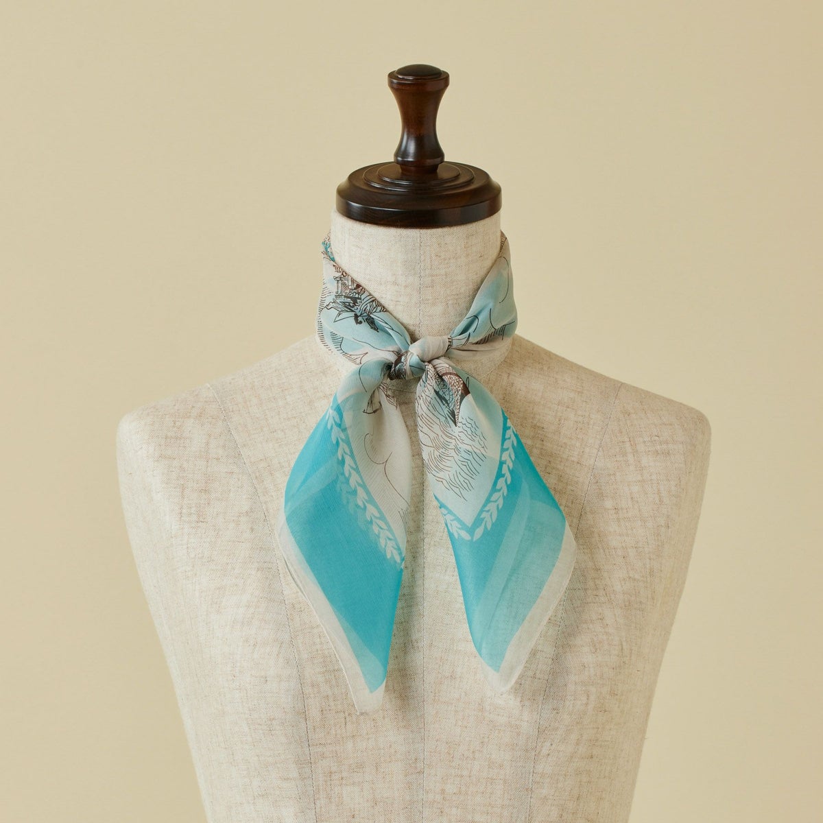  マリンスカーフ＜ターコイズ＞　シルク100%　日本製
