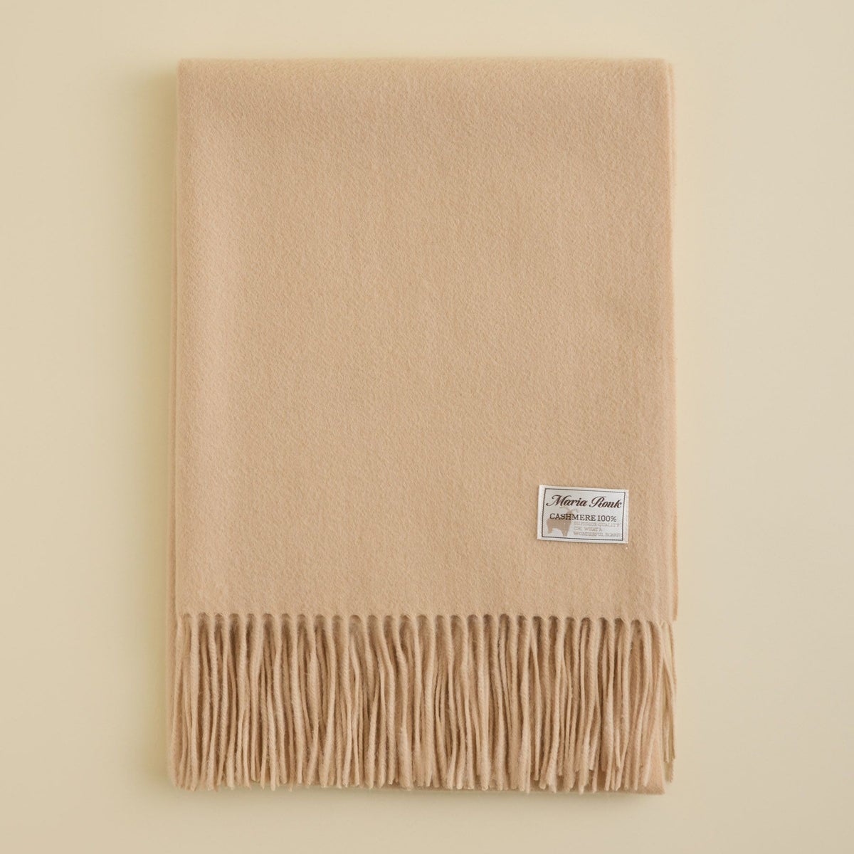 カシミヤ100%無地ストール＜ベージュ＞