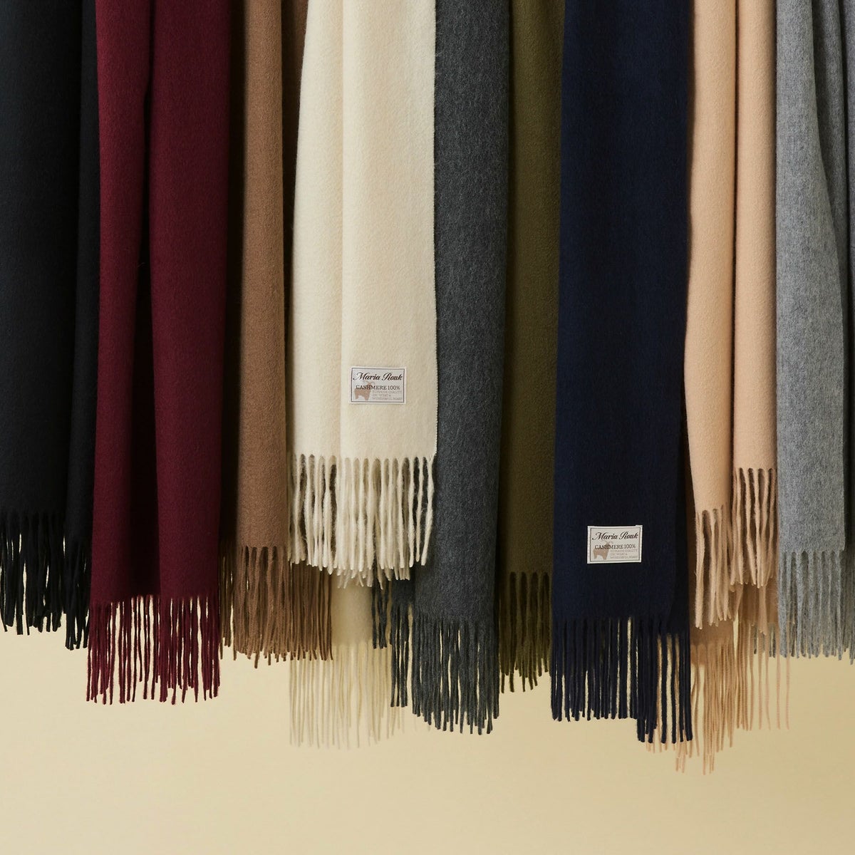 カシミヤ100%無地ストール＜ベージュ＞