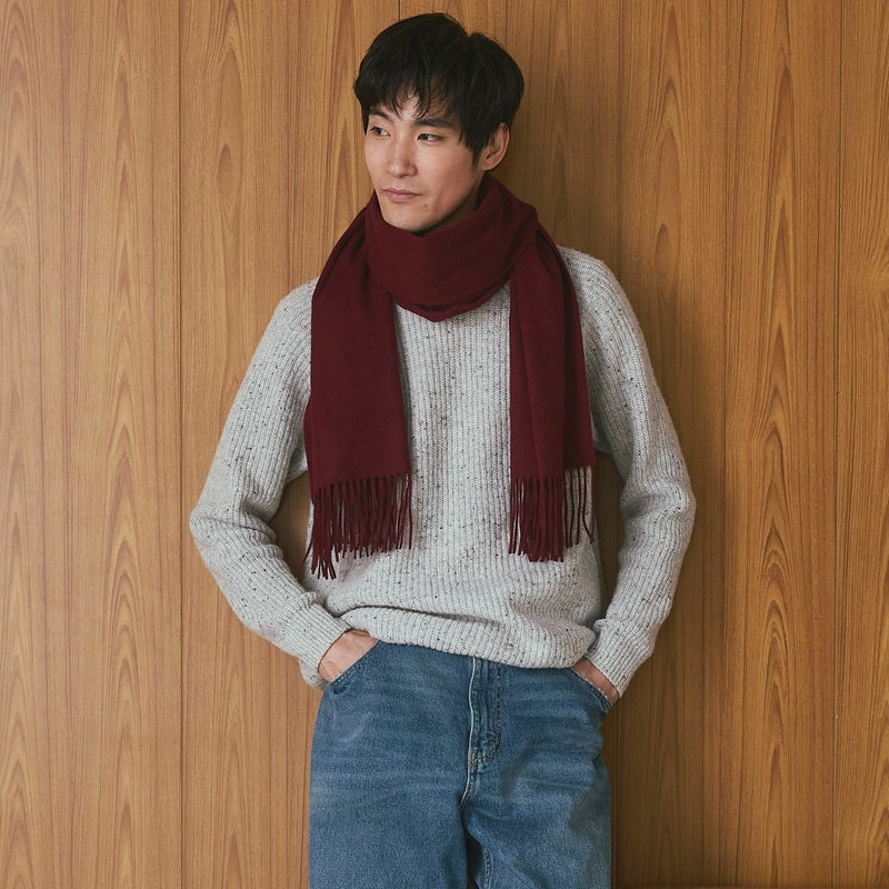 カシミヤ100%無地ストール＜ボルドー＞