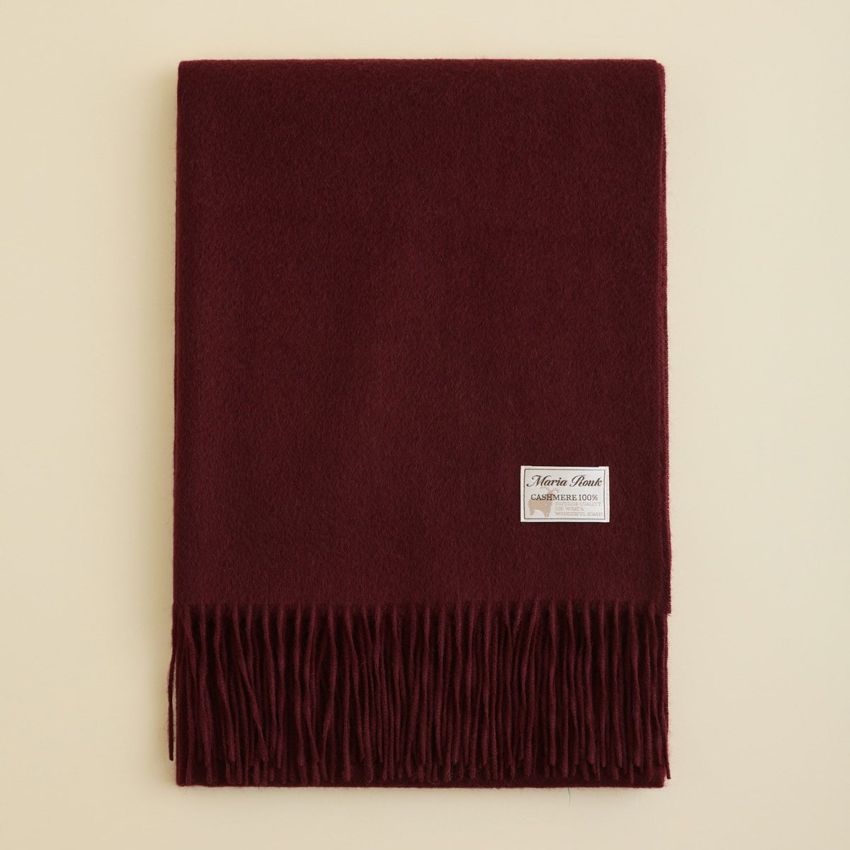 カシミヤ100%無地ストール＜ボルドー＞