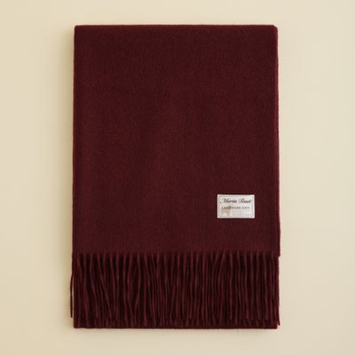カシミヤ100%無地ストール＜ボルドー＞