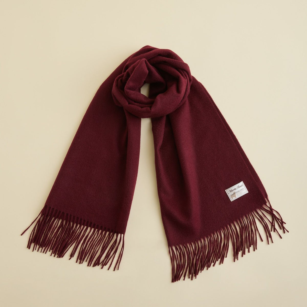 カシミヤ100%無地ストール＜ボルドー＞ル