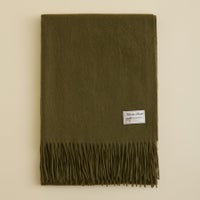 カシミヤ100%無地ストール＜カーキ＞
