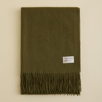 カシミヤ100%無地ストール＜カーキ＞