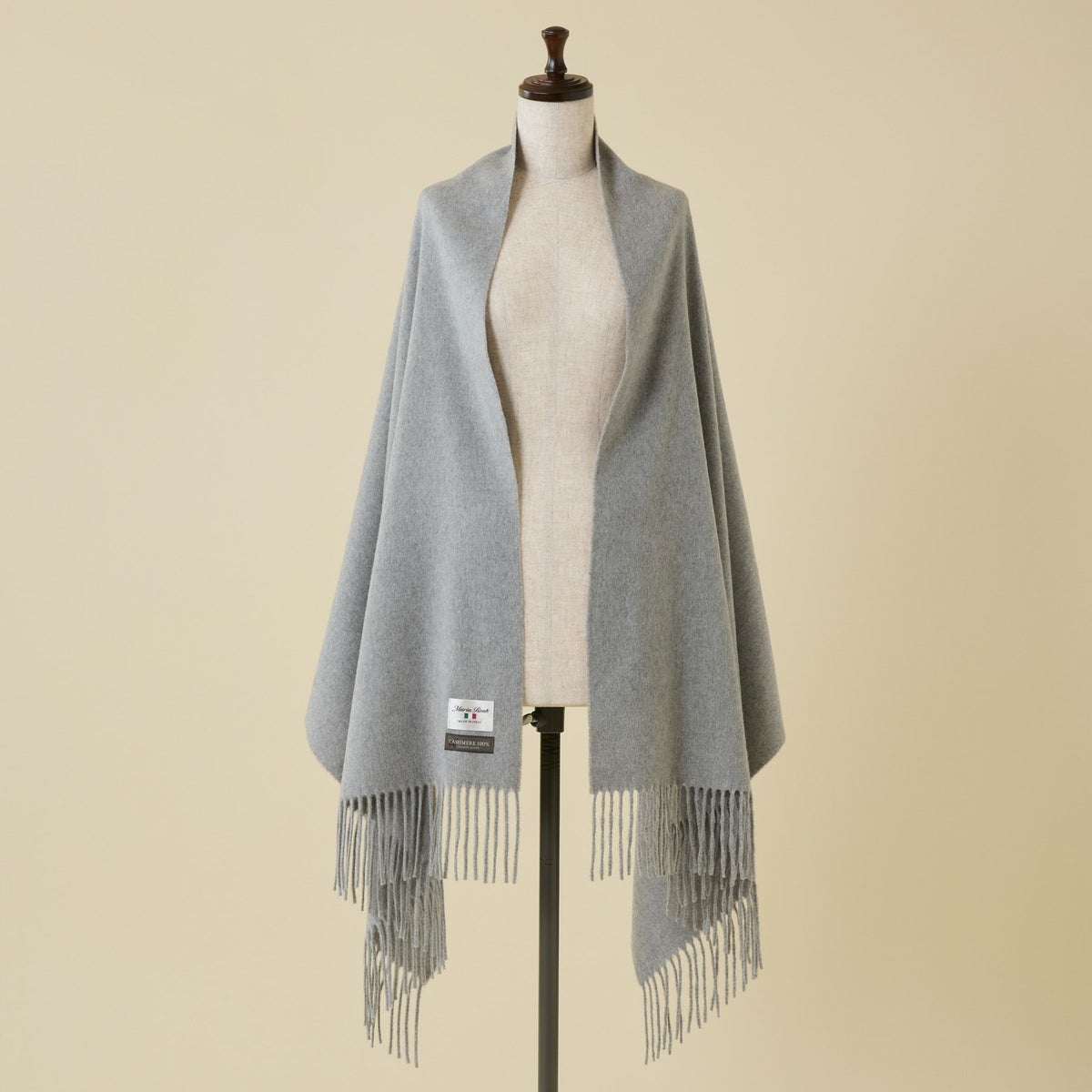 カシミヤ100%無地ストール＜ライトグレー＞