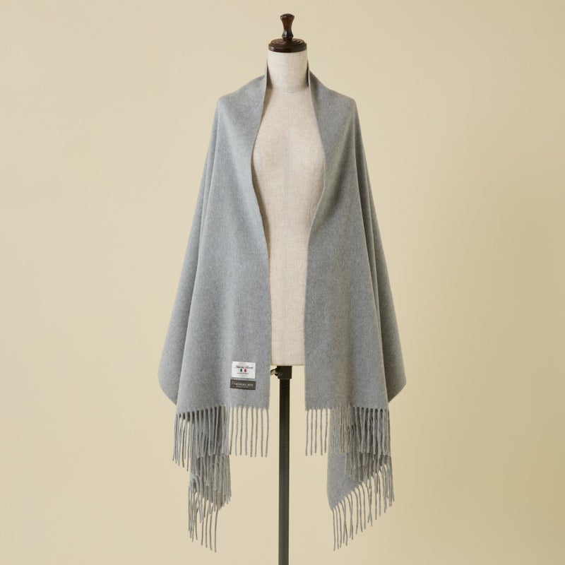カシミヤ100%無地ストール＜ライトグレー＞