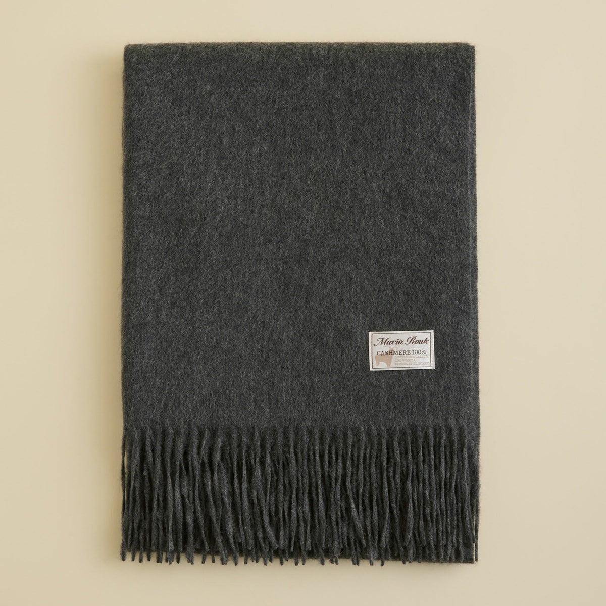 カシミヤ100%無地ストール＜チャコール＞