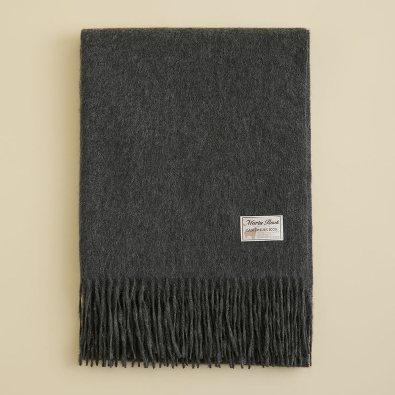 カシミヤ100%無地ストール＜チャコール＞