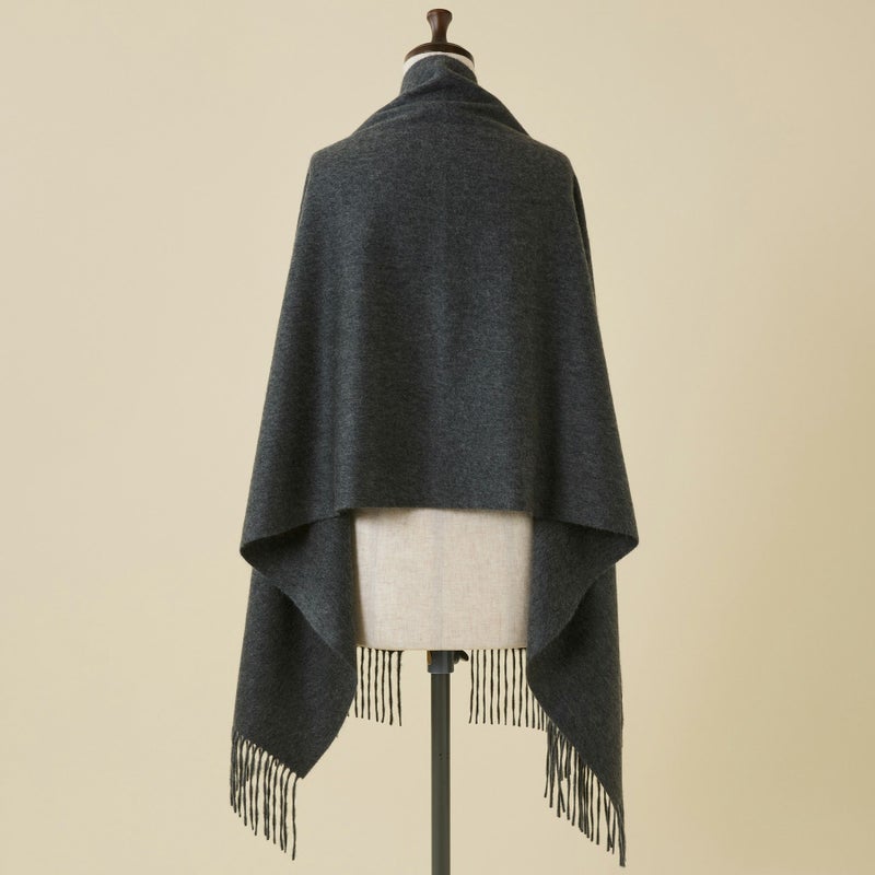 カシミヤ100%無地ストール＜チャコール＞