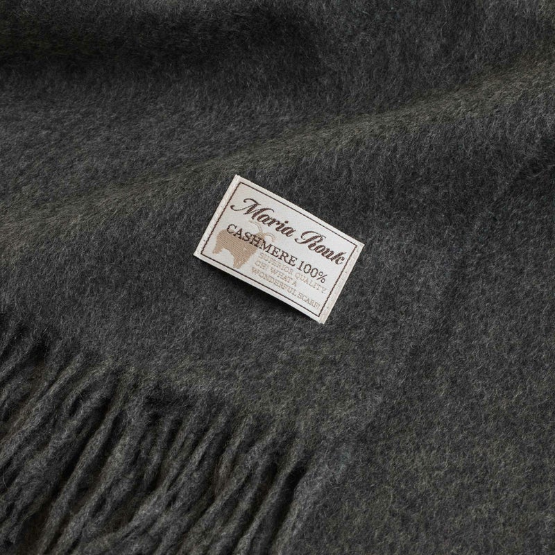カシミヤ100%無地ストール＜チャコール＞
