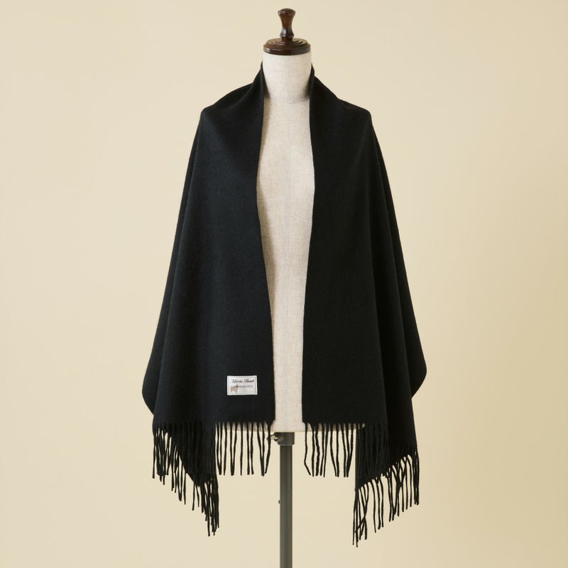 カシミヤ100%無地ストール＜ブラック＞