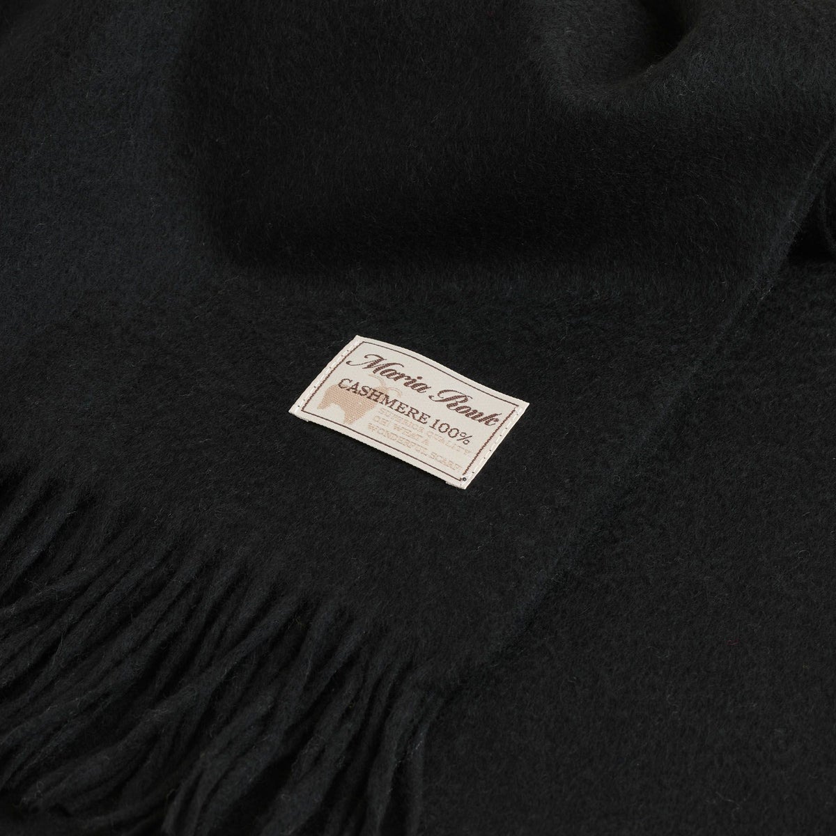 カシミヤ100%無地ストール＜ブラック＞