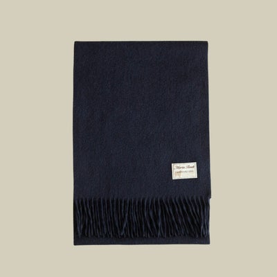 カシミヤ100%無地マフラー＜ネイビー＞