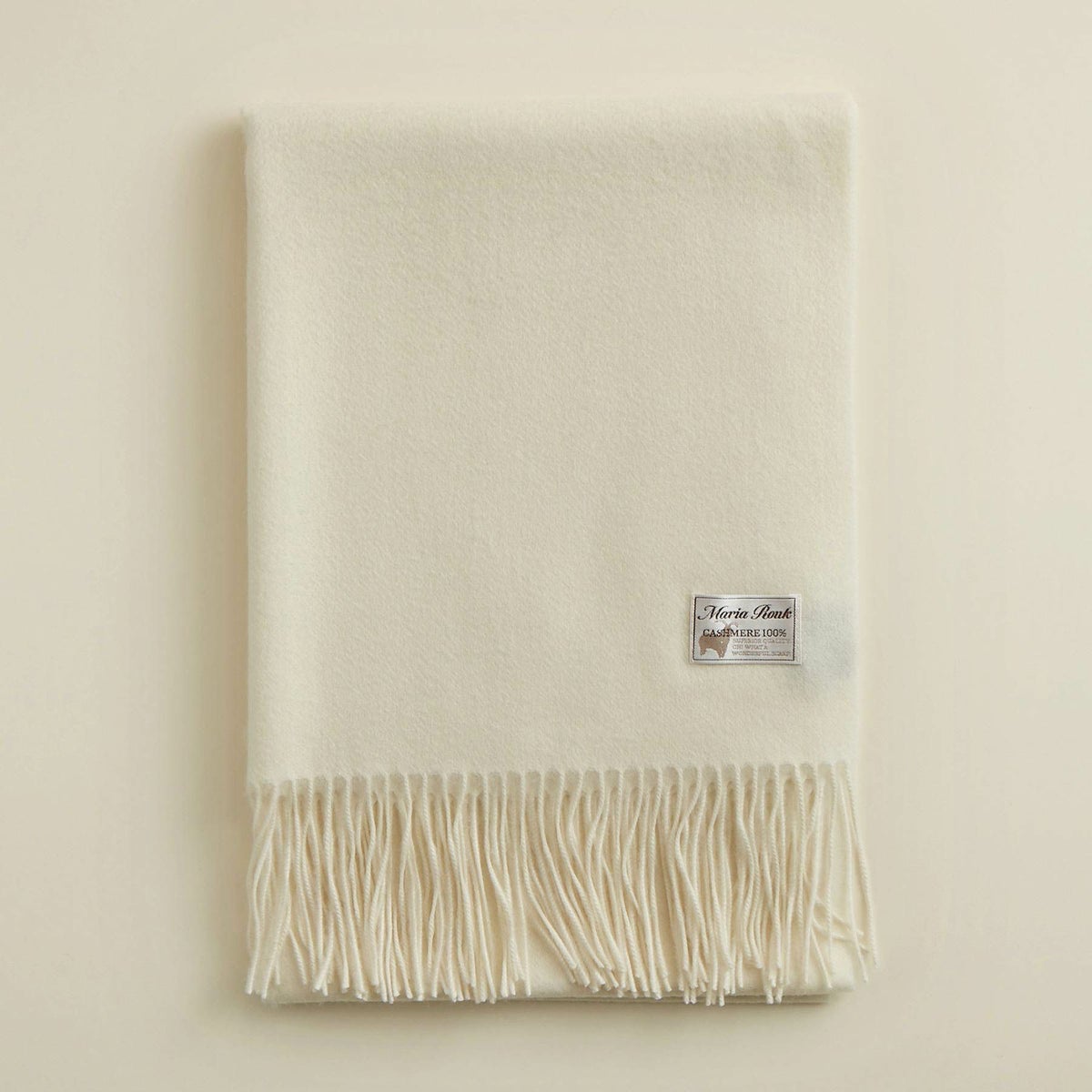 【無染色】カシミヤ100%無地ストール＜ホワイト＞