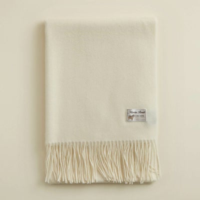 【無染色】カシミヤ100%無地ストール＜ホワイト＞