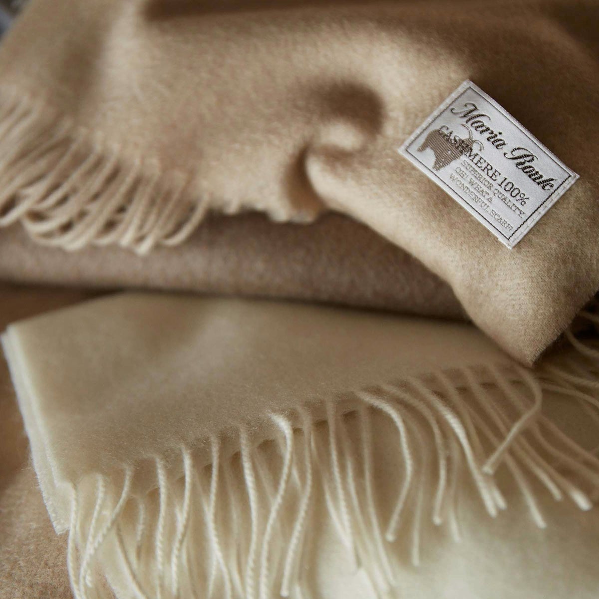 【無染色】カシミヤ100%無地ストール