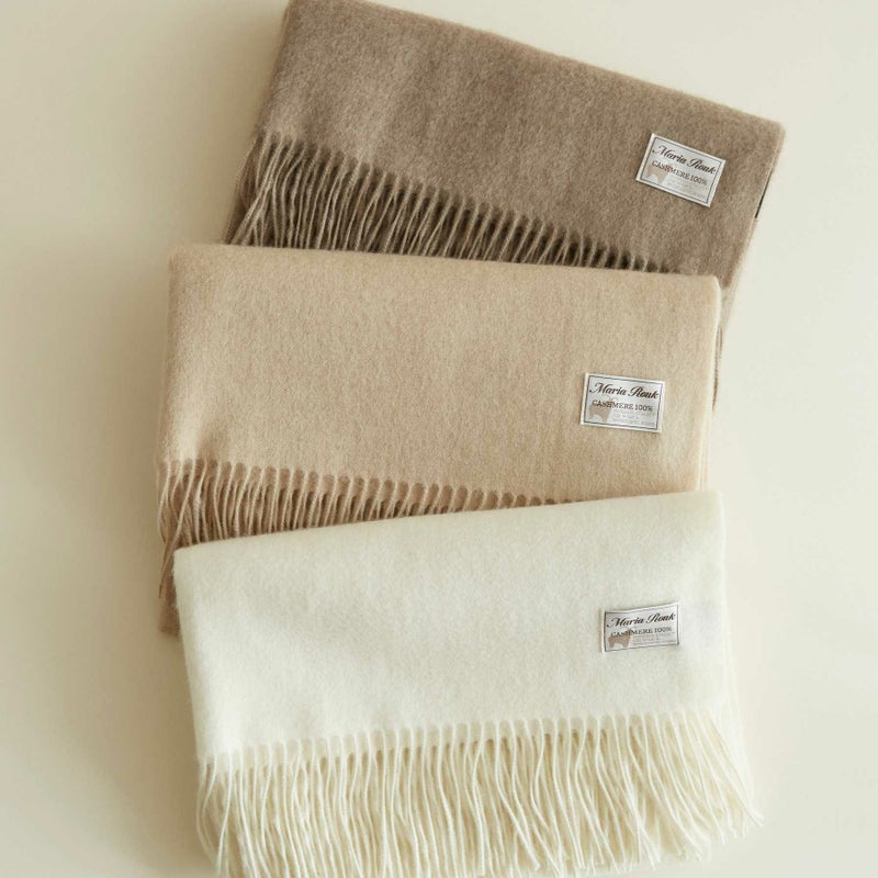 【無染色】カシミヤ100%大判無地ストール