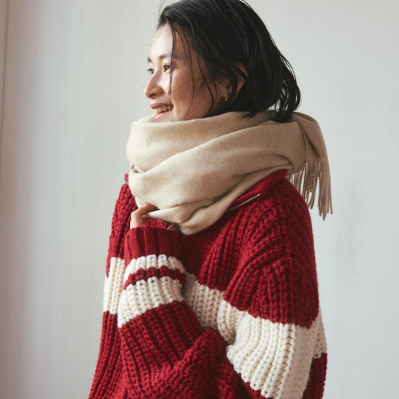 無染色カシミヤ100%大判無地ストール