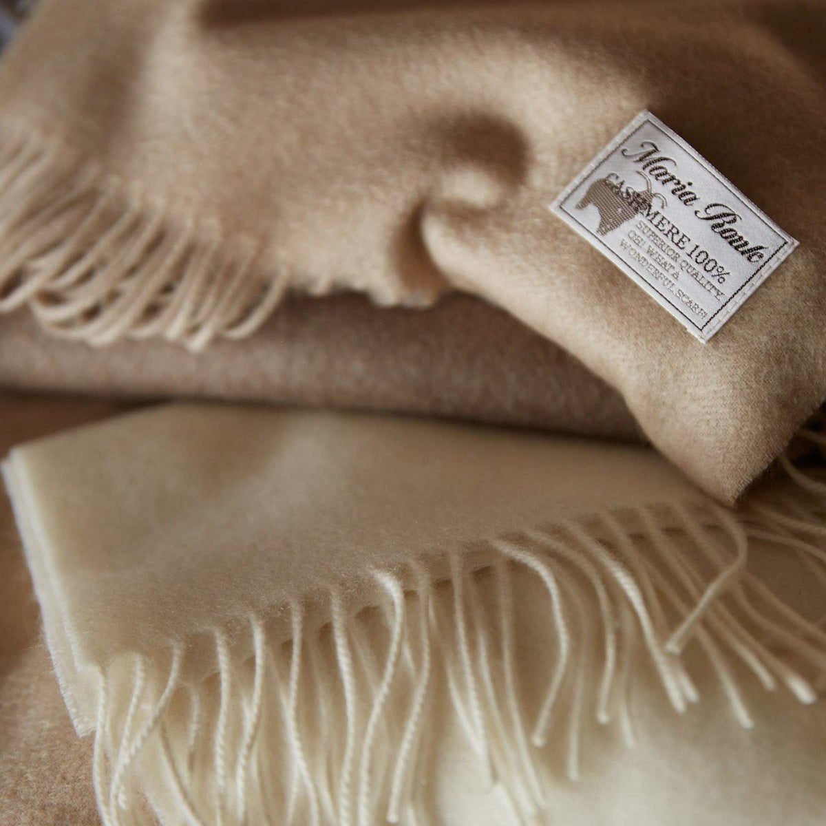 無染色カシミヤ100%大判無地ストール