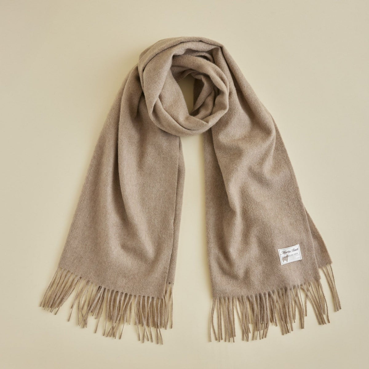 無染色カシミヤ100%大判無地ストール＜ブラウン＞