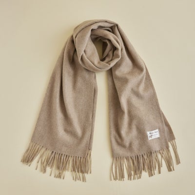 無染色カシミヤ100%大判無地ストール＜ブラウン＞