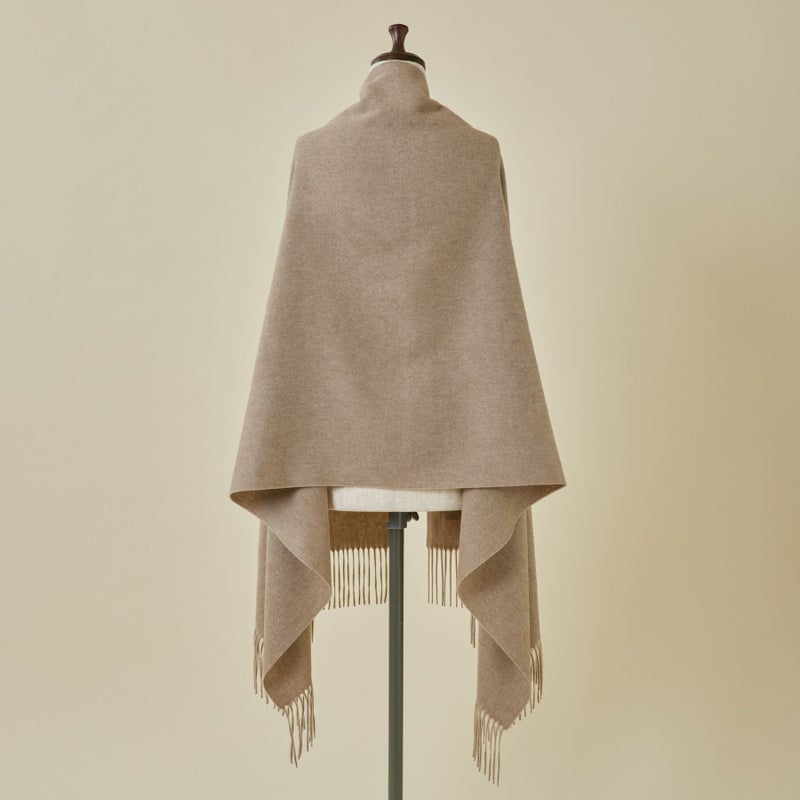 無染色カシミヤ100%大判無地ストール＜ブラウン＞