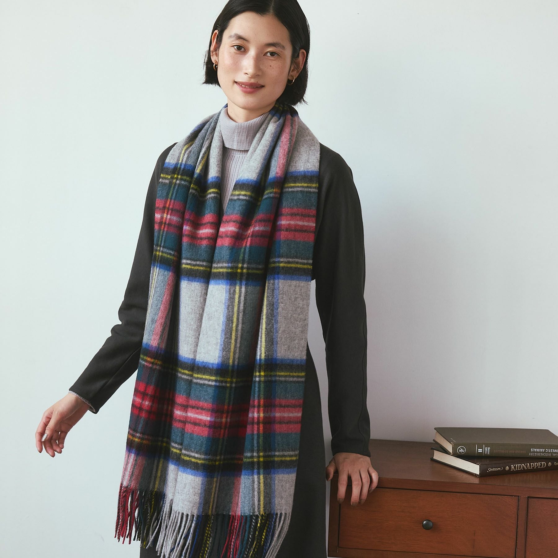 極美品 バーバリーズ ウールスウィングトップ ノバチェック ホースロゴ刺繍 紺M KOBE TARTAN ウォッシャブルウールマフラー - 神戸元町の革財布・革