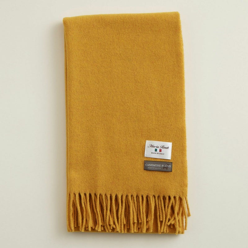  イタリア製カシミヤブレンド無地 ストール＜イエロー＞