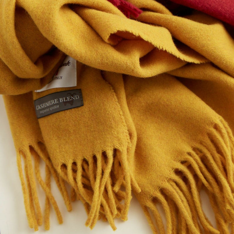  イタリア製カシミヤブレンド無地 ストール＜イエロー＞
