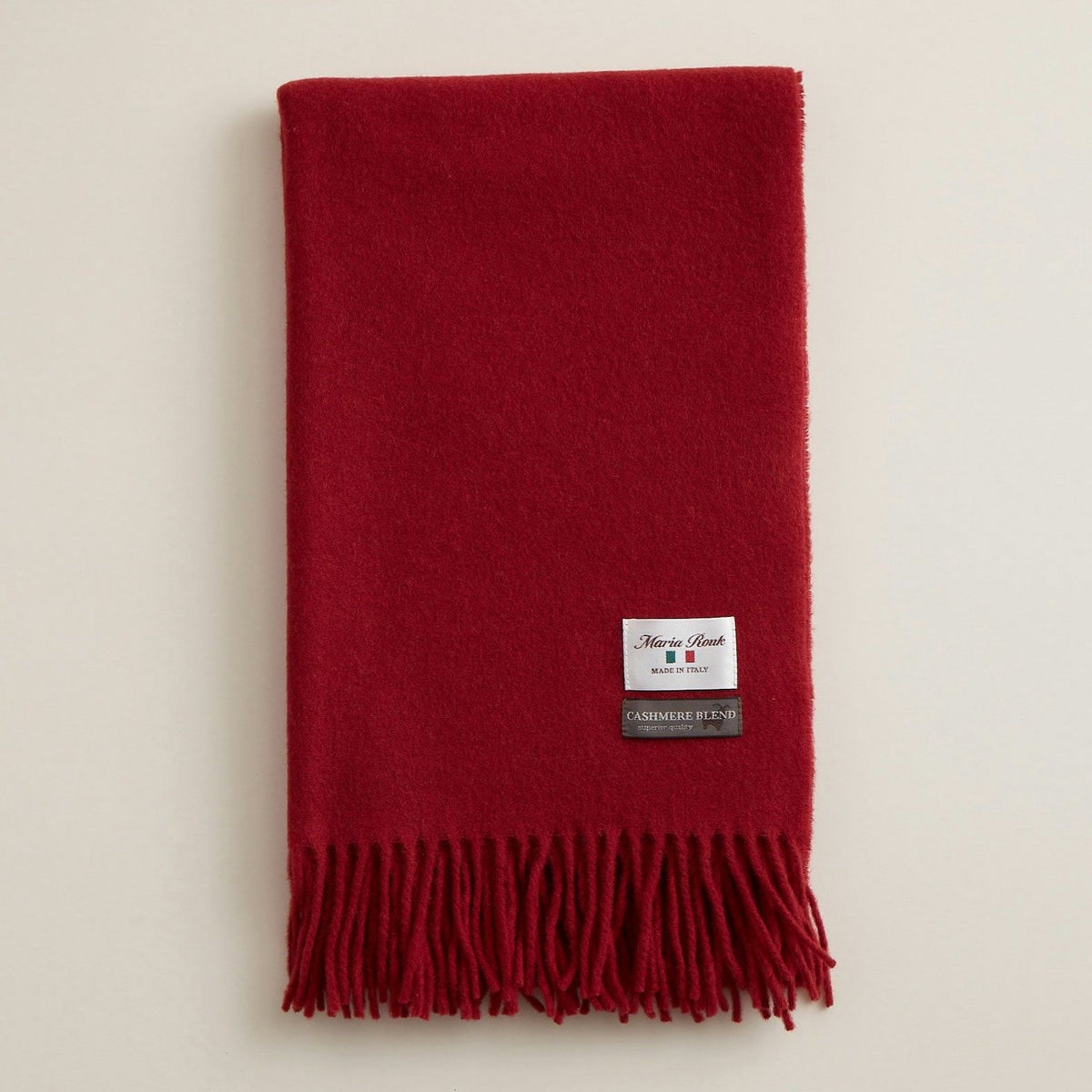 イタリア製カシミヤブレンド無地 ストール＜レッド＞