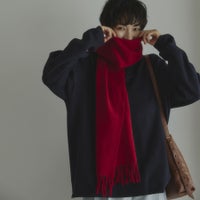 イタリア製カシミヤブレンド無地 ストール＜レッド＞