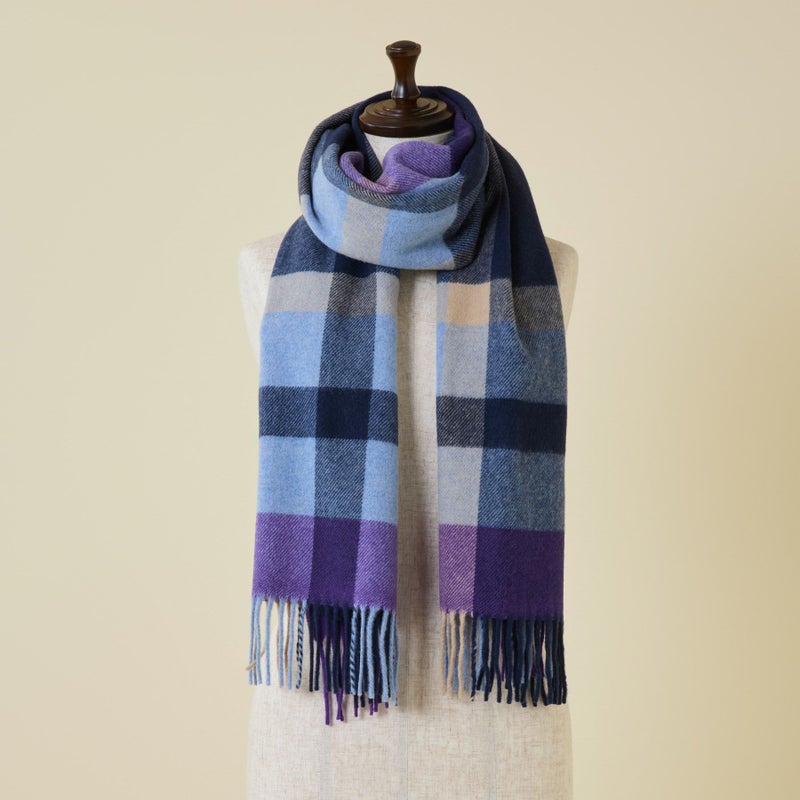 イタリア製カシミヤブレンドラインチェックストール