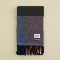 イタリア製 カシミヤブレンド ブロックチェックストール＜ネイビー＞