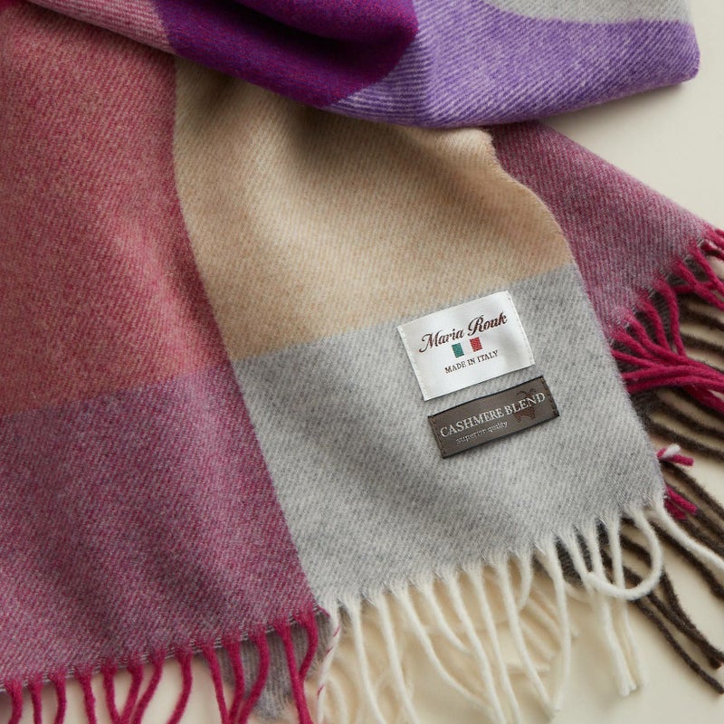 イタリア製 カシミヤブレンドブロックチェックストール