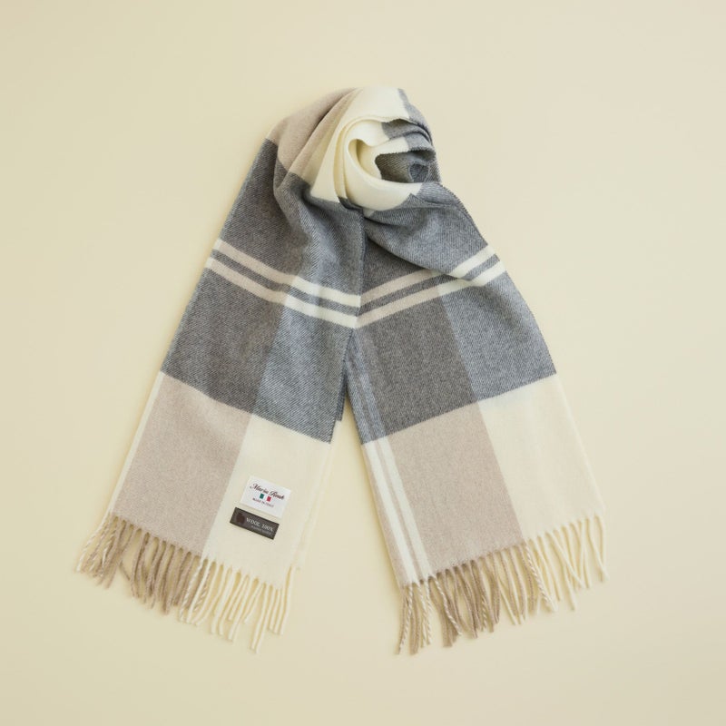 イタリア製ウール100％チェックストール