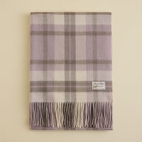 カシミヤ100%大判チェックストール＜ライトパープル＞
