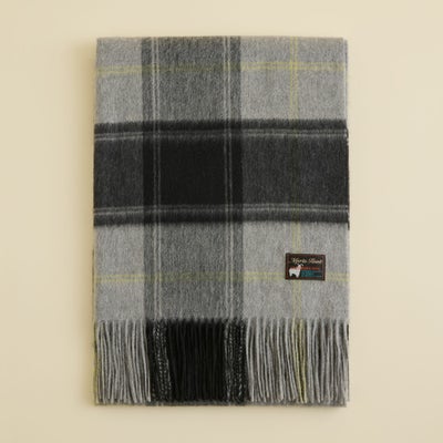 カシミヤ100%大判チェックストール＜グレー＞