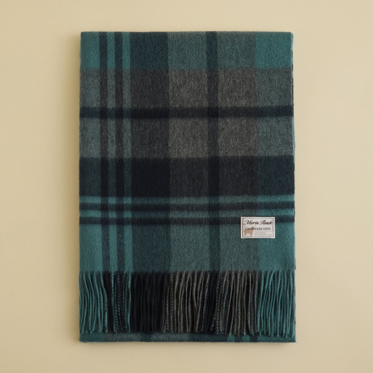 カシミヤ100%大判チェックストール