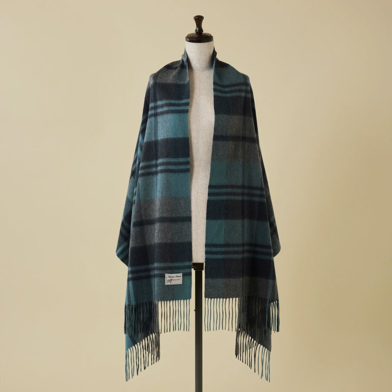 カシミヤ100%大判チェックストール
