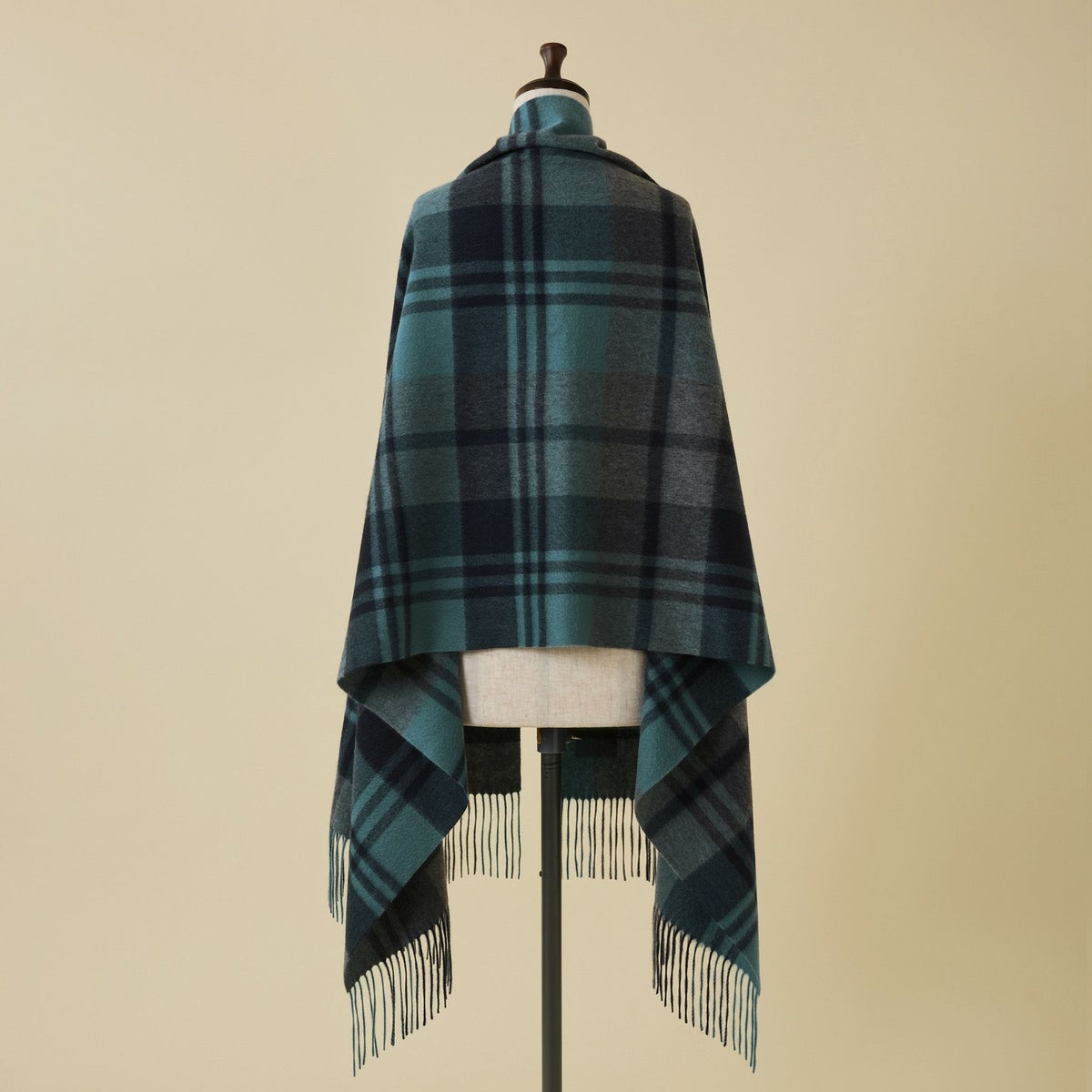 カシミヤ100%大判チェックストール