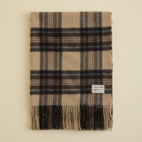 カシミヤ100%大判チェックストール＜ベージュ＞