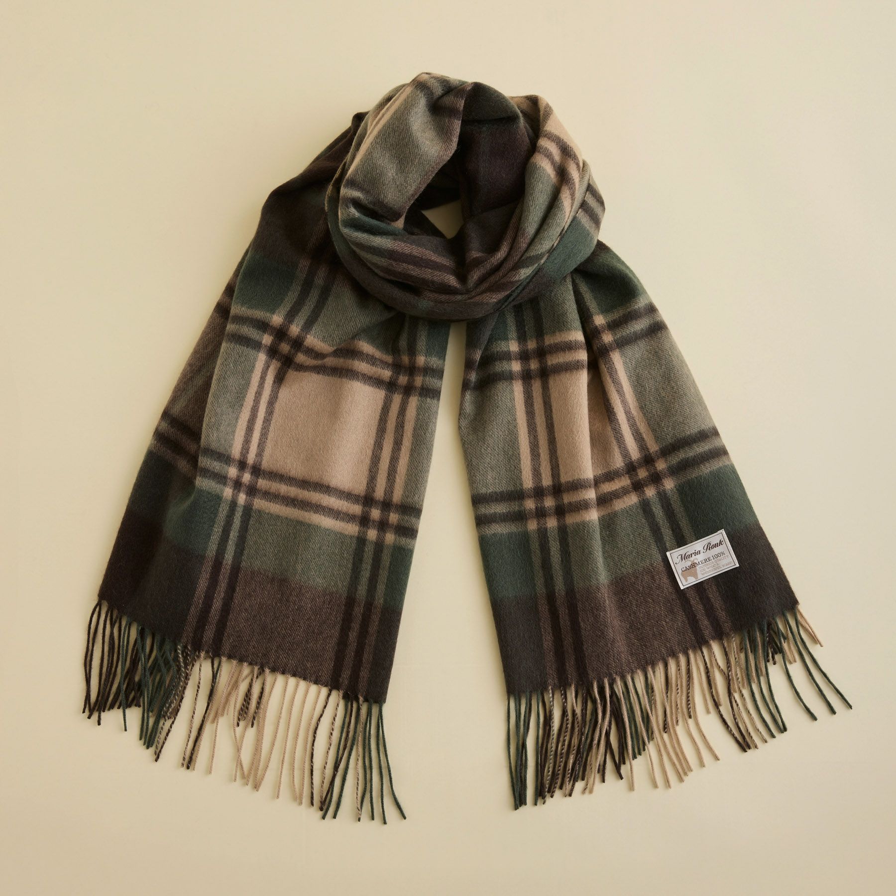 新品　セオリー　ストール　マフラー　大判　カシミヤ100% カーキ カシミヤ100%大判チェックストール＜カーキ＞ | Maria Rouk（マリア
