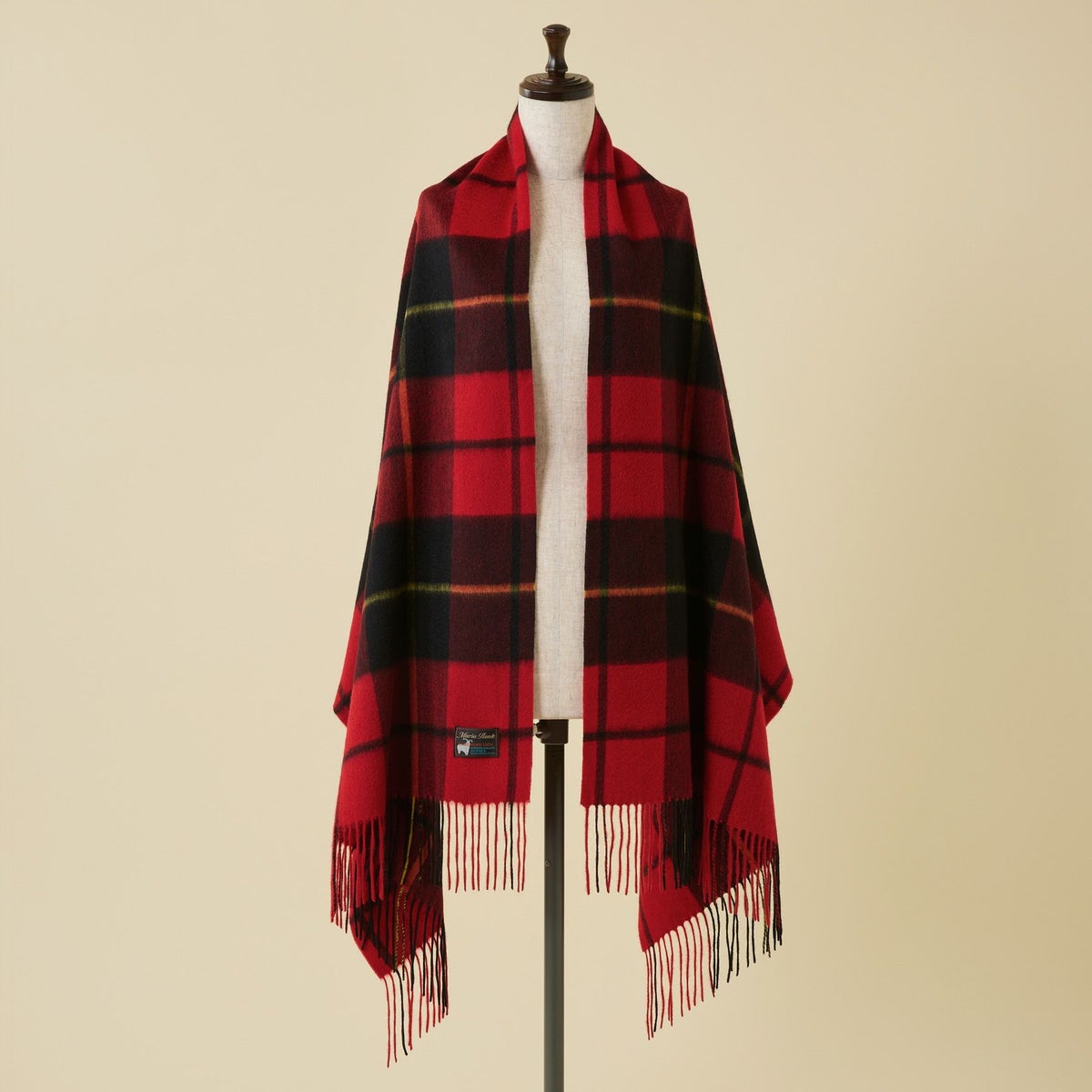 カシミヤ100%大判チェックストール＜タータン＞